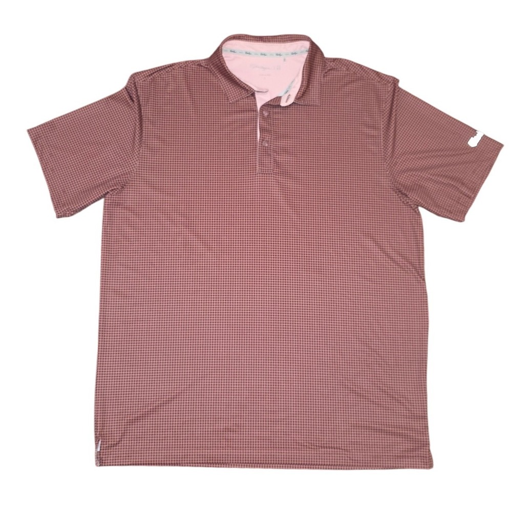 Walter Hagen Mens Golf Polo Shirt Size L Salmon/Pink Plaid Short Sleeve